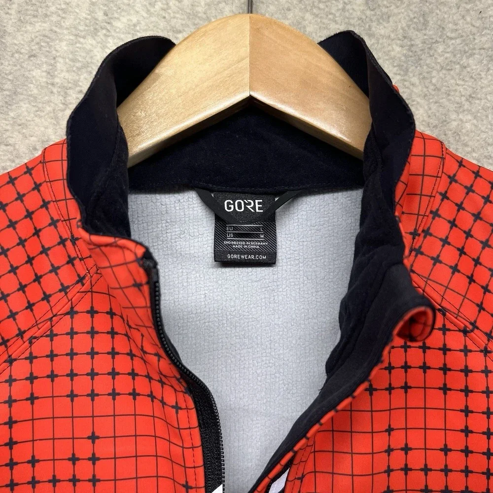 Gore Wear Cycling Jacket Mens Medium Red‎ Black Full Zip Thermal Bike Jersey